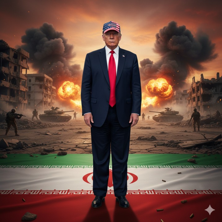 Ilustrasi AS dan Donald Trump menekan Iran selama puluhan tahun. (BeritaNasional/Gemini AI-Kiswondari)