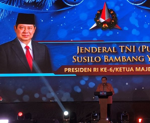 Ketua Majelis Partai Demokrat Susilo Bambang Yudhoyono (SBY) saat Natal Nasional. (BeritaNasional/Ahda)