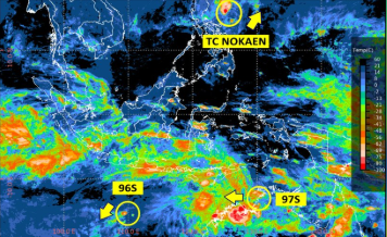 Siklon NOKAEN, dan dua bibit siklon 96S dan 97S berdampak cuaca ekstrem. (BeritaNasional/Instagram BMKG)
