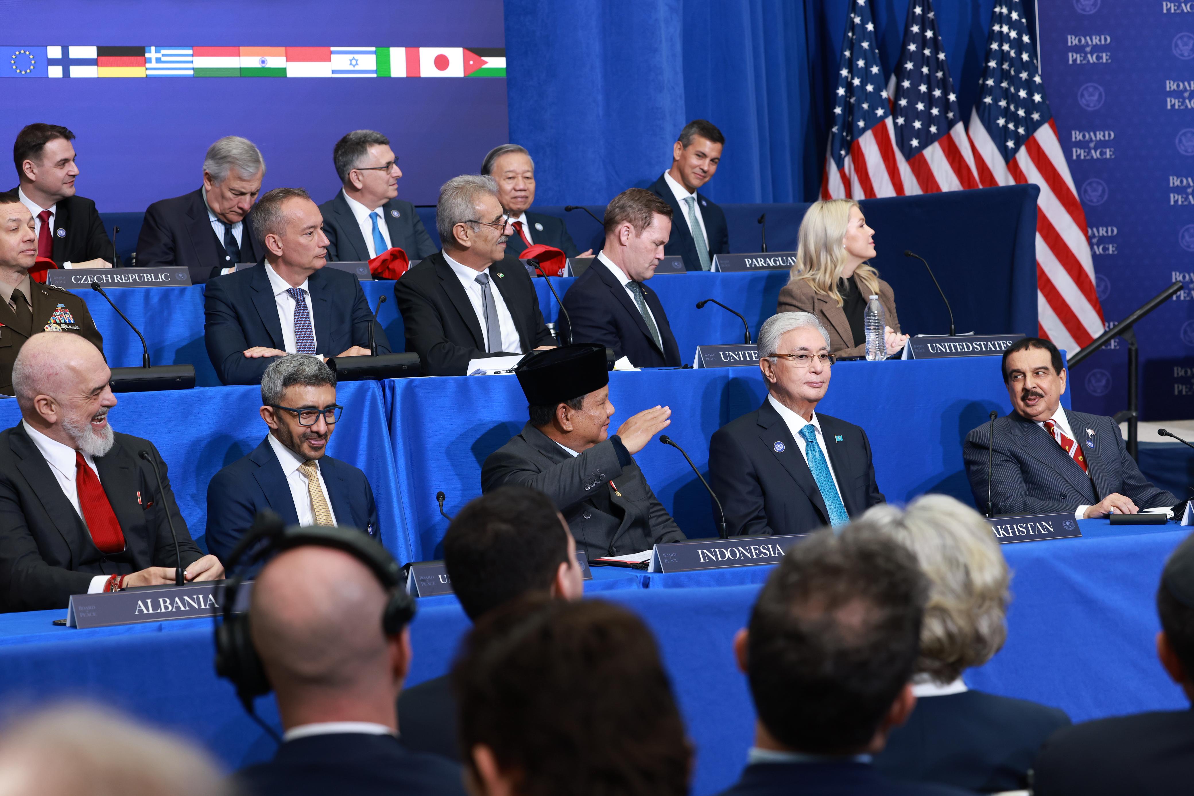 Presiden Republik Indonesia Prabowo Subianto pada pertemuan perdana Board of Peace. (Foto/Tim Media Presiden Prabowo)