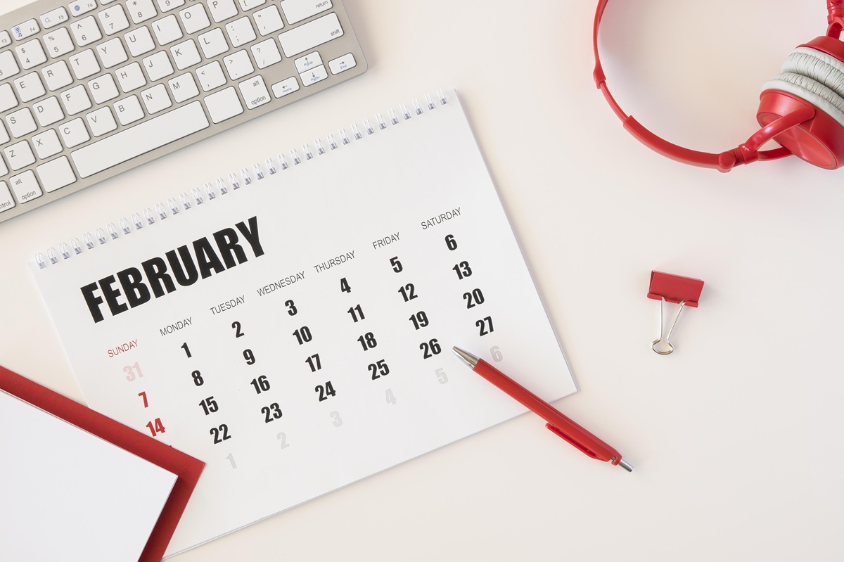 Ilustrasi kalender bulan Februari 2026. (Foto/freepik)