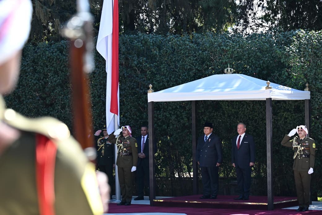 Presiden Prabowo Subianto bersama Raja Abdullah II ibn Al Hussein di Istana Basman, Amman. (Foto/BPMI)