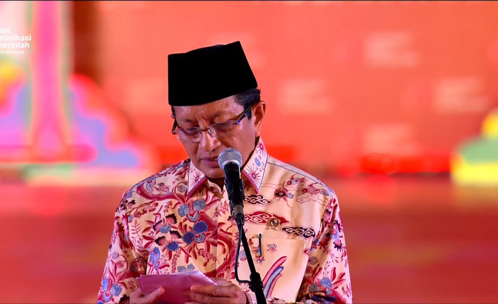 Menteri Agama Nasaruddin Umar dalam acara Festival Imlek Nasional 2026. (Foto/YouTube Bakom RI).