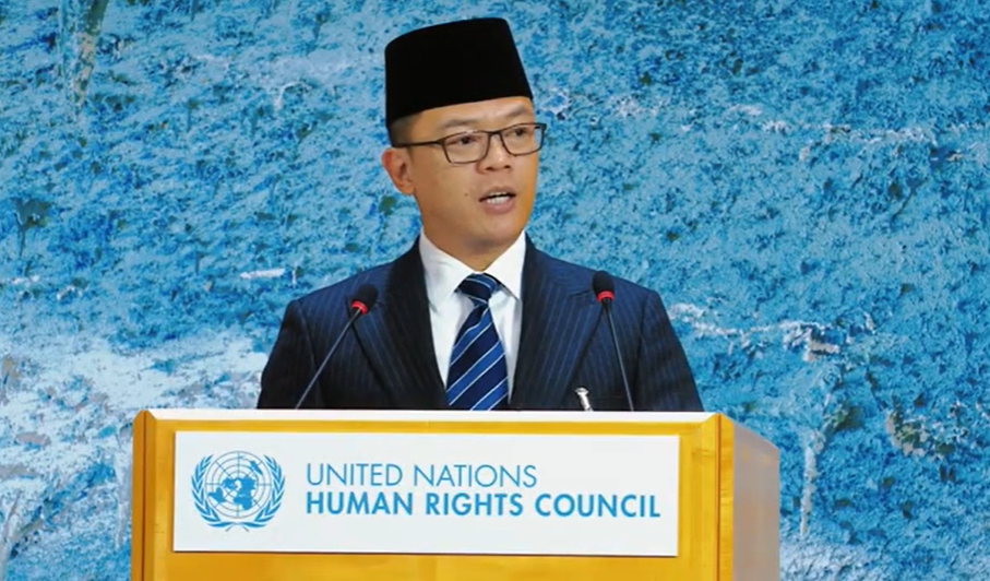 Menlu RI Sugiono dalam High Level Segment ke-61 Dewan HAM PBB di Jenewa, Senin (23/2/2026). (BeritaNasional/Kemlu)
