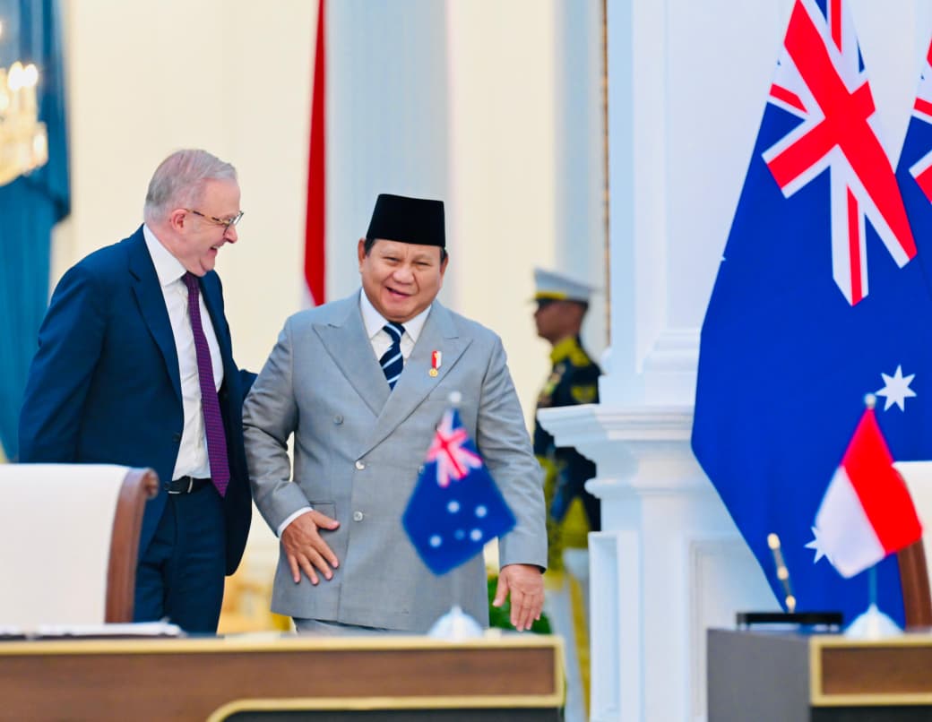 Pertemuan Presiden RI Prabowo Subianto dan PM Australia Anthony Albanese berlangsung akrab. (BeritaNasional/BPMI Setpres)