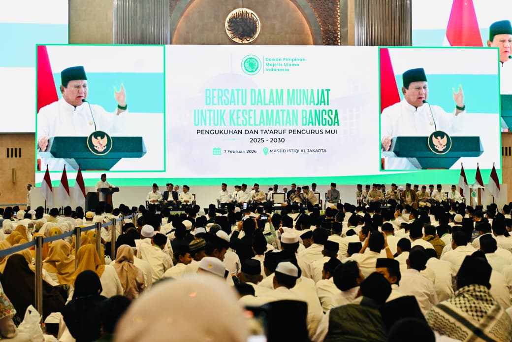 Presiden Prabowo Subianto di Masjid Istiqlal. (BeritaNasional/BPMI Setpres)