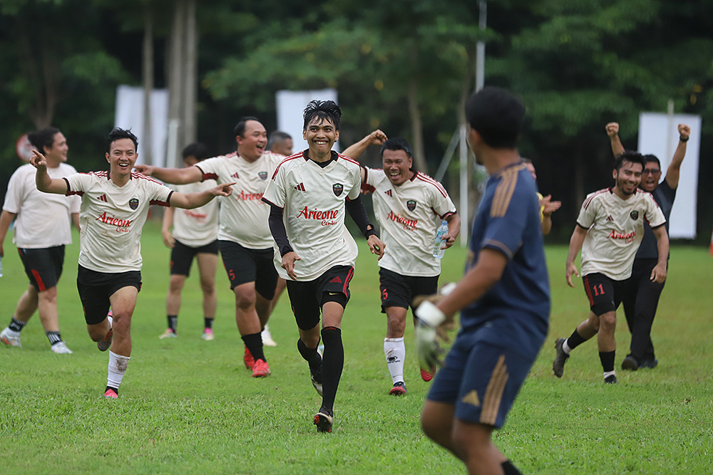 Pertandingan final mempertemukan KWP dengan tim kesebelasan Detik.com. (BeritaNasional/Elvis Sendouw)
