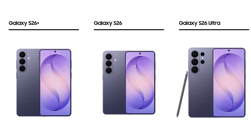 Perbandingan Samsung S26, S26+, dan S26 Ultra. (Foto/samsung.com)
