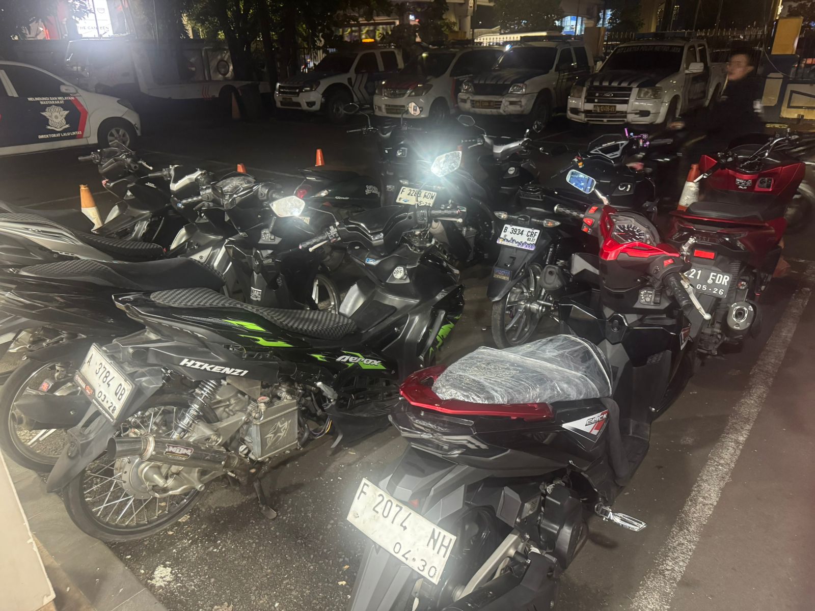 Belasan motor yang sempat viral trobos JLNT Casablanca. (Foto/Ist)