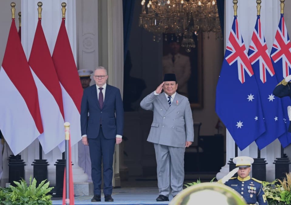 Presiden RI Prabowo Subianto dan PM Australia Anthony Albanese di Istana Merdeka, Jakarta, Jumat (6/2/2026). (BeritaNasional/BPMI Setpres)