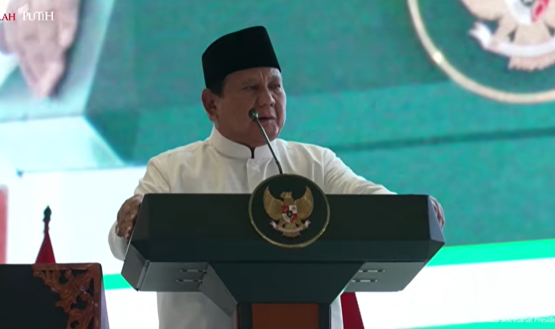 Presiden Prabowo Subianto hadiri acara doa bersama dan pengukuhan pengurus MUI di Masjid Istiqlal, Jakarta, Sabtu (7/2/2026). (BeritaNasional/YouTube BPMI Setpres)