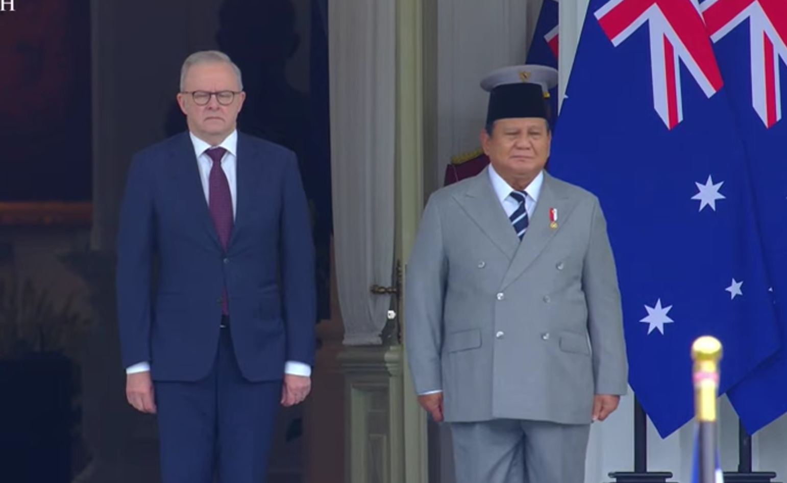 Presiden Republik Indonesia Prabowo Subianto bertemu dengan Perdana Menteri Australia Anthony Albanese di Istana Merdeka. (Foto/YouTube Sekretariat Presiden)