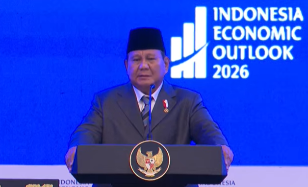 Presiden Prabowo dalam Indonesia Economic Outlook 2026 di Wisma Danantara, Jakarta, Jumat (13/2/2026). (BeritaNasional/YT BPMI Setpres)