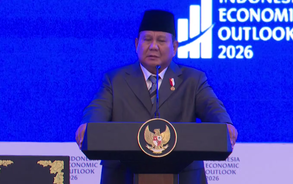 Prabowo dalam acara Indonesia Economic Outlook 2026. (Foto/YouTube Sekretariat Presiden)