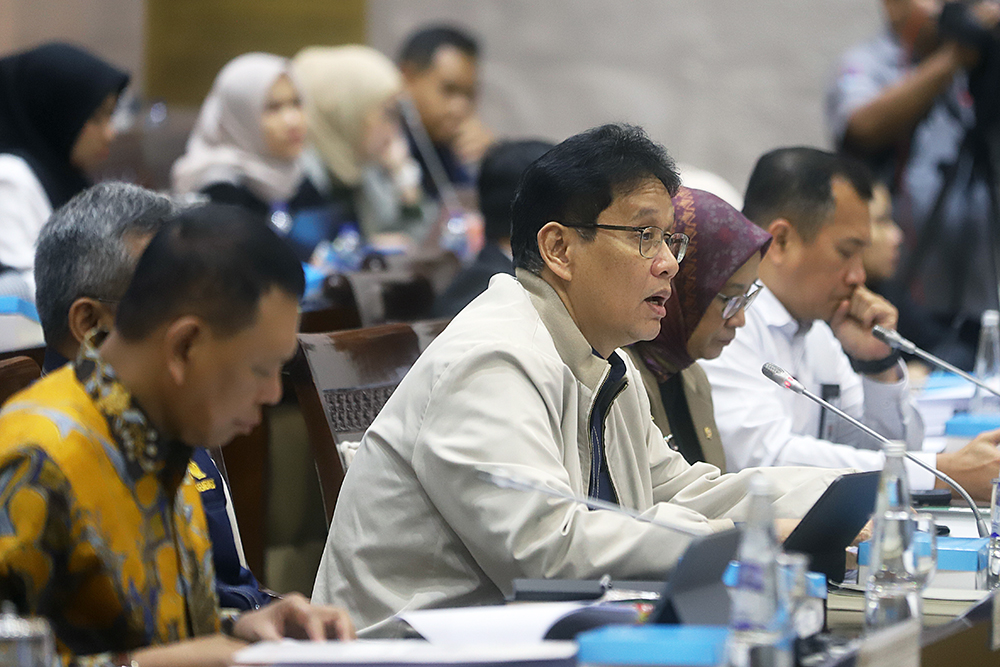 Rapat kerja komisi XI bersama Menteri Keuangan  terkait Pembahasan RUU tentang Perubahan  atas  Undang-Undang  Nomor  4  Tahun  2023  tentang Pengembangan dan Penguatan  Sektor  Keuangan (PPSK). (BeritaNasional/Elvis Sendouw)