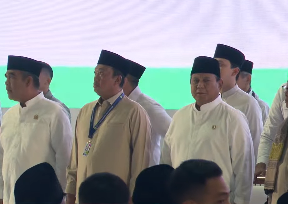Presiden Prabowo Subianto hadir dalam acara doa bersama di Masjid Istiqlal, Jakarta, Sabtu (7/2/2026). (BeritaNasional/YouTube TVNU)