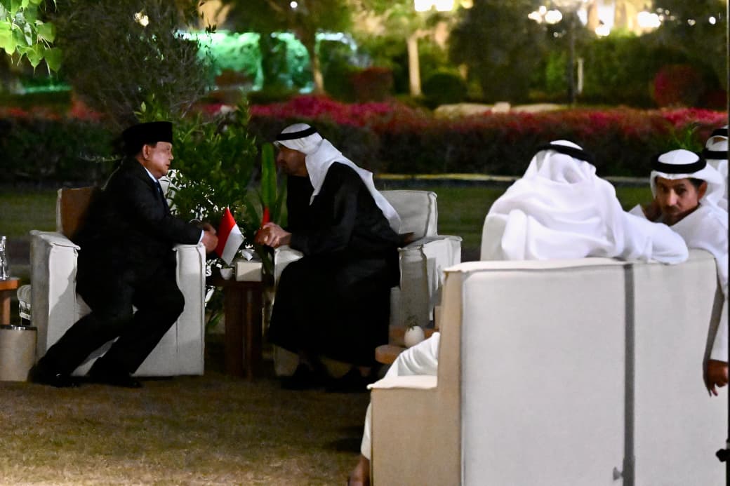 Presiden Republik Indonesia Prabowo Subianto dan Presiden Persatuan Emirat Arab (PEA) Sheikh Mohammed bin Zayed Al Nahyan (MBZ). (Foto/BPMI)