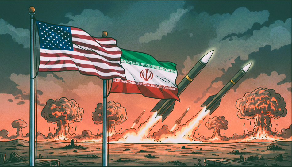 Konflik AS dan Iran. (BeritaNasional/Gemini AI-Kiswondari)