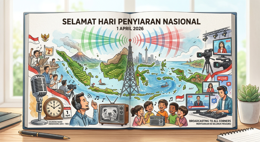 1 April memperingati hari apa - Hari Penyiaran Nasional (Harsiarnas). (BeritaNasional/Gemini AI-Kiswondari)