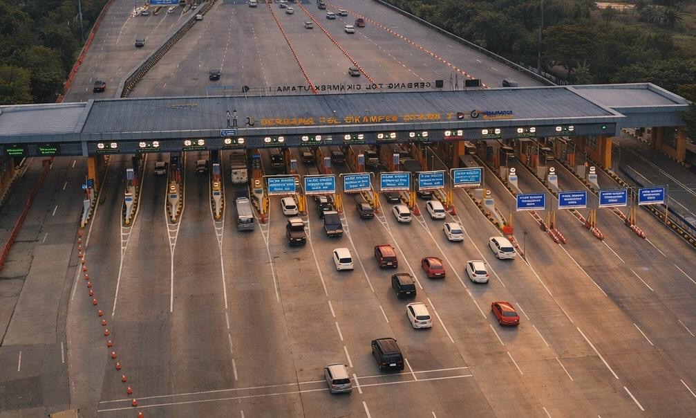 Kendaraan melintas di gerbang tol Cikampek Utama (Foto/JasaMarga).