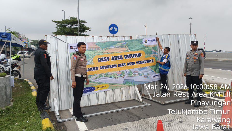 Rest Area KM 52B Tol Jakarta-Cikampek Arah Jakarta Ditutup Sementara. (Foto/Jasa Marga)