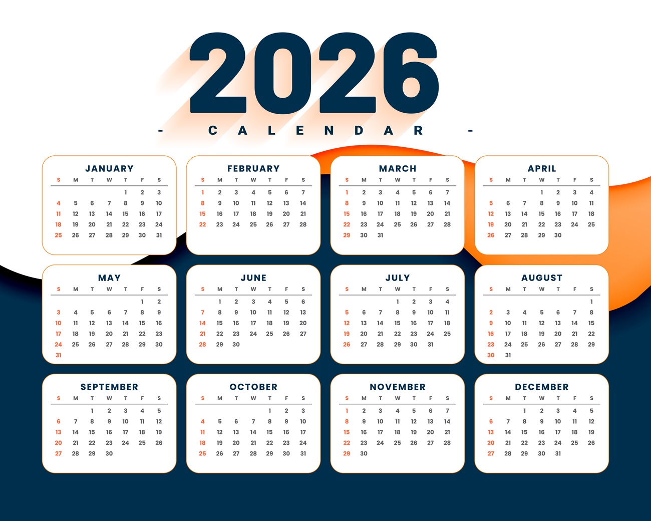 Ilustrasi kalender tahun 2026. (Foto/freepik)