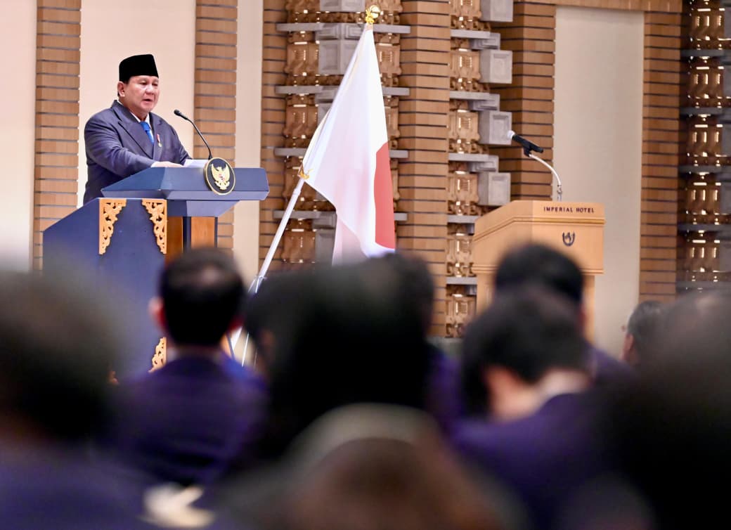 Presiden Prabowo Subianto di Forum Bisnis Jepang-Indonesia, Tokyo, Senin (30/3/2026). (BeritaNasional/BPMI Setpres)