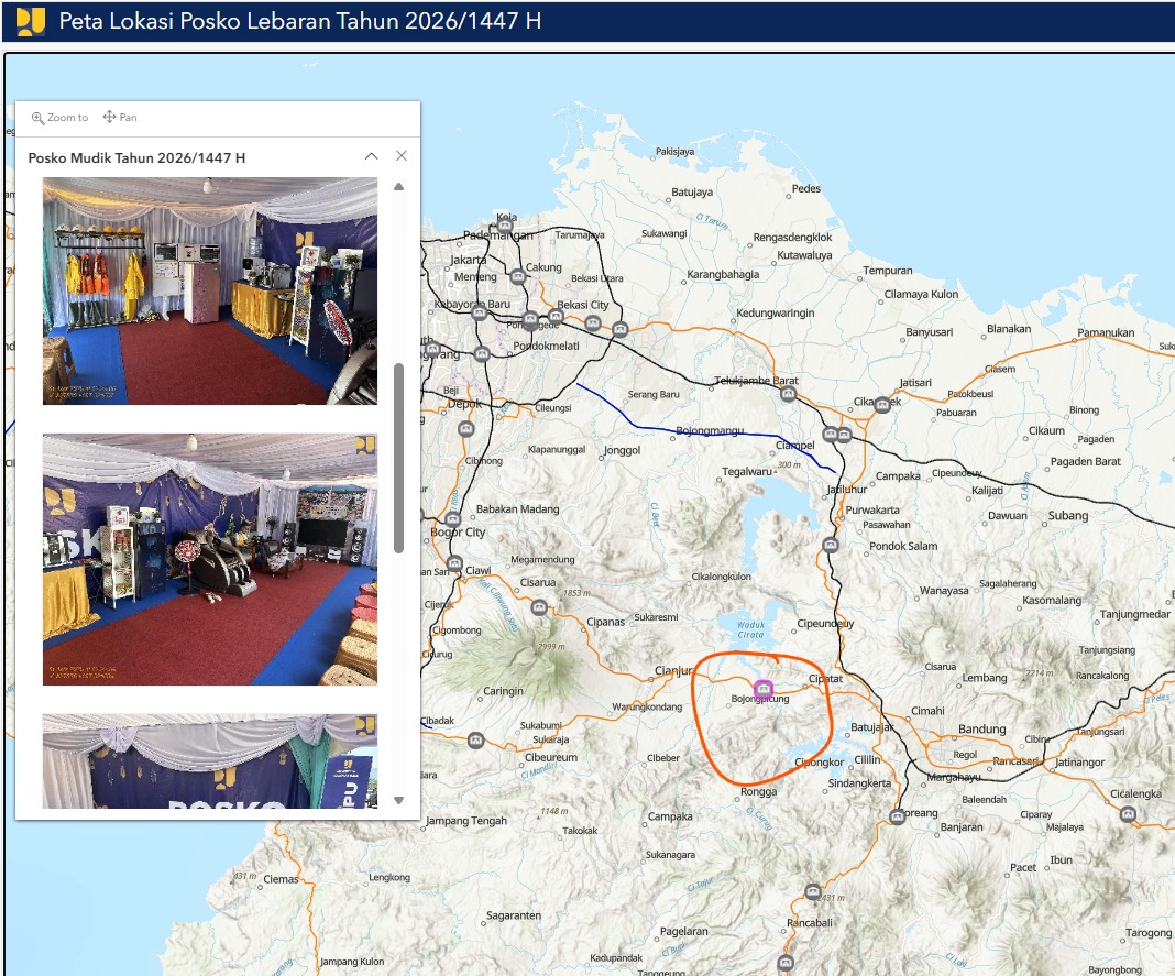 Penampakan titik Posko Mudik Kementerian PU di Google Maps. (BeritaNasional/Kemen PU)