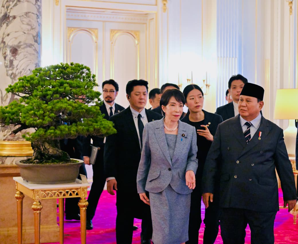 Presiden Prabowo Subianto bersama Perdana Menteri (PM) Jepang Sanae Takaichi di Istana Akasaka Jepang. (BeritaNasional/Setpres)