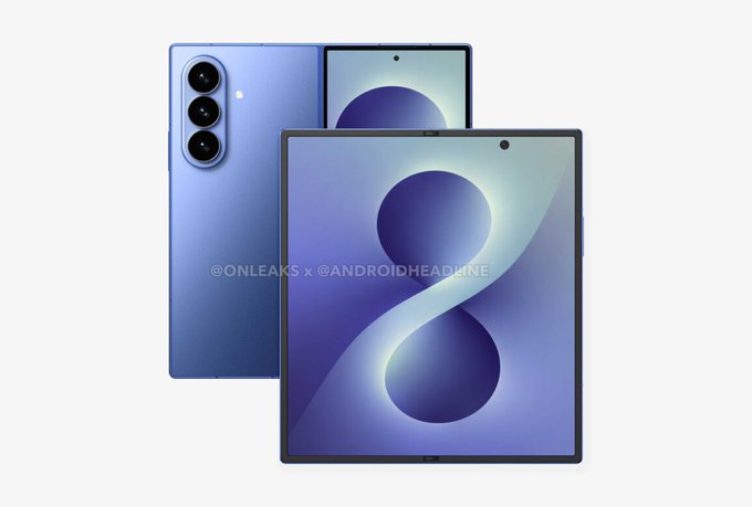 Kemungkinan tampilan Samsung Galaxy Z Fold 8. (BeritaNasional/X OnLeaks)