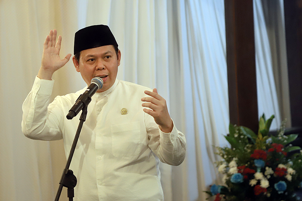 Ketua Dewan Perwakilan Daerah (DPD) RI, Sultan Baktiar Najamudin, menggelar acara buka puasa bersama (bukber) dengan insan pers. (BeritaNasional/Elvis Sendouw)
