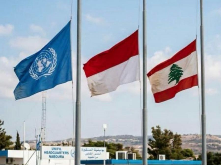 Markas UNIFIL di Lebanon Pasang Bendera Setengah Tiang setelah Gugurnya Prajurit TNI. (Foto/Istimewa)