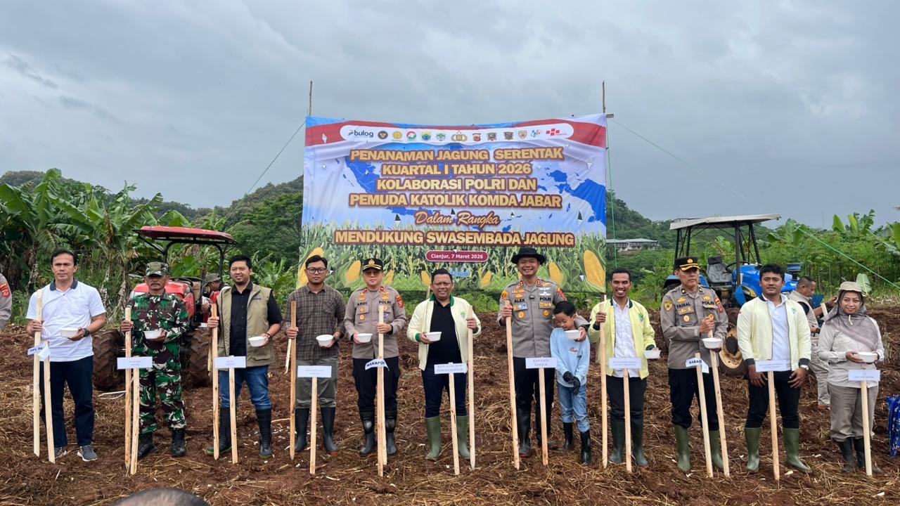 Pemuda Katolik dan Polri Kolaborasi Tanam Jagung 80 Hektar di Cianjur. (Foto/istimewa)