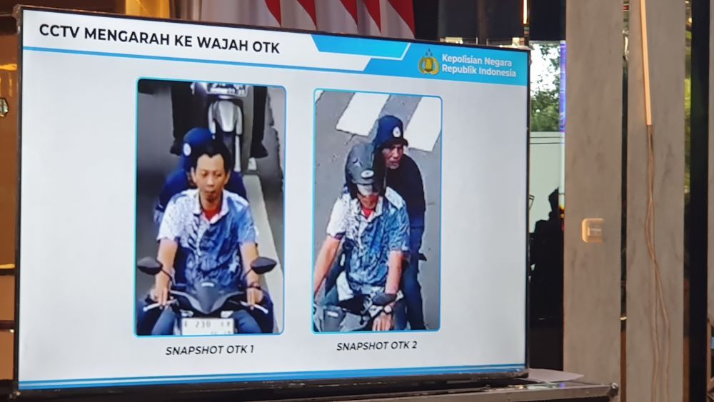 Gambar CCTV yang menampilkan wajah diduga pelaku penyiraman air keras. (BeritaNasional/Bachtiarudin Alam)