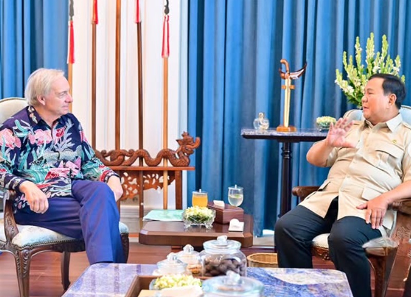 Prabowo bertemu Ray Dalio (Foto/Sekretaris Kaninet)