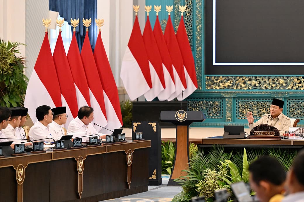 Presiden Prabowo Subianto pimpin rapat kabinet di istana. (BeritaNasional/Setpres)