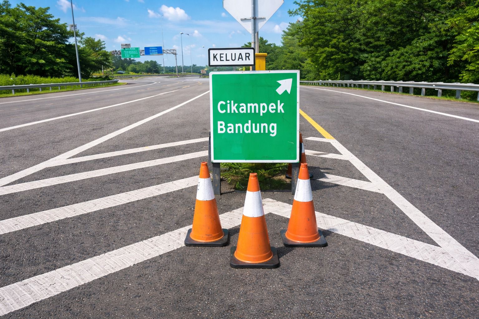 Jalur keluar Cikampek Bandung. (BeritaNasional/Bachtiarudin)