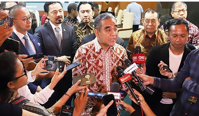Ketua MPR Ahmad Muzani saat diwawancarai. (BeritaNasional/Elvis Sendouw)