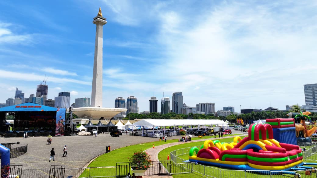Pasar Rakyat di Monas, Jakarta Pusat, pada Sabtu (28/3/2026). (BeritaNasional/Oke Atmaja)