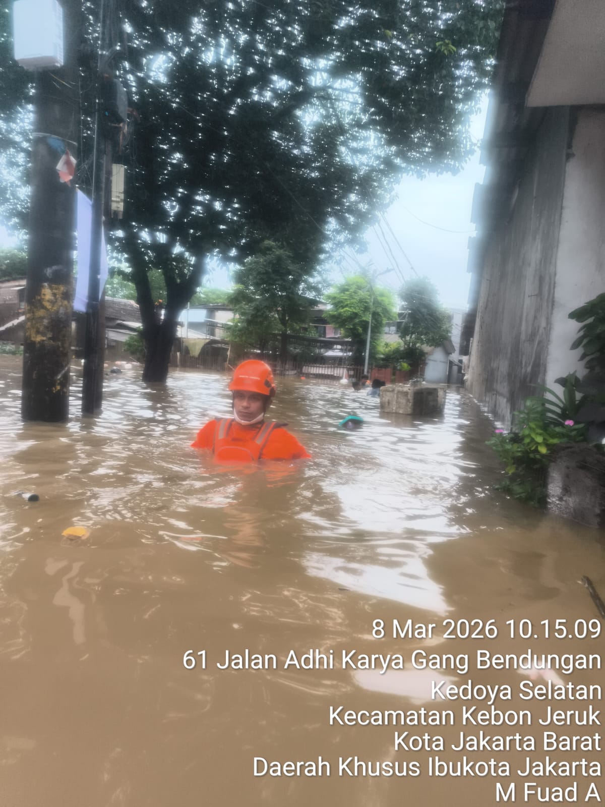 Update banjir Jakarta, Minggu (8/3/2026) siang, pukul 12.00 WIB. (BeritaNasional/BPBD DKI)