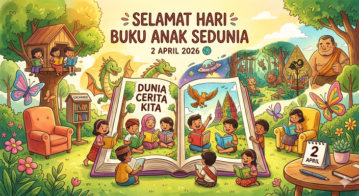 Peringatan 2 April - Hari Buku Anak Sedunia. (BeritaNasional/Gemini AI-Kiswondari)