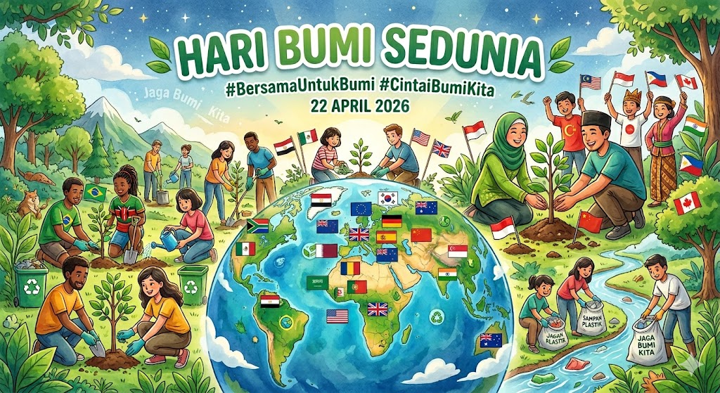 Peringatan 22 April - Hari Bumi Sedunia. (BeritaNasional/Gemini AI-Kiswondari)