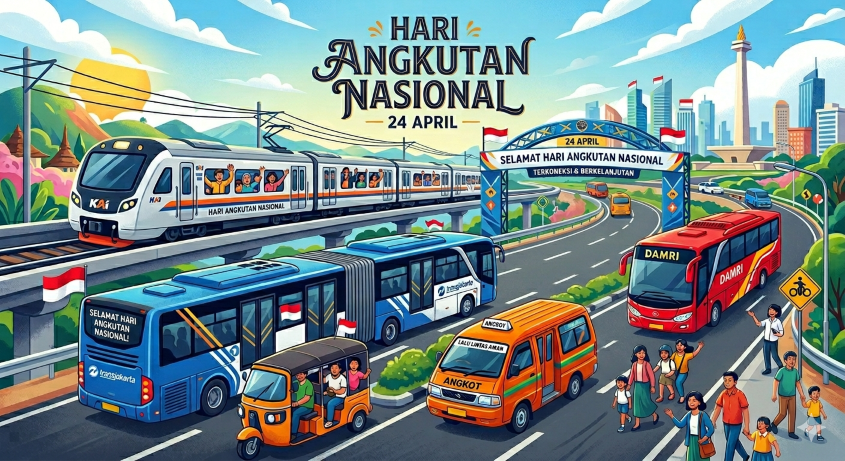 Peringatan 24 April - Hari Angkutan Nasional. (BeritaNasional/Gemini AI-Kiswondari)