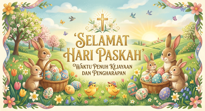 Ucapan Selamat Paskah. (BeritaNasional/Gemini AI-Kiswondari)