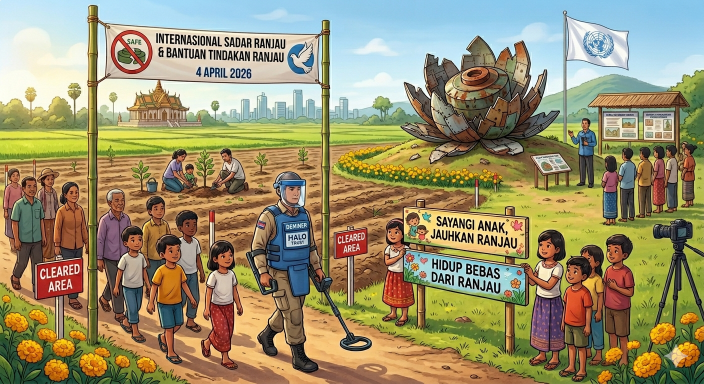 Peringatan 4 April - Hari Internasional Sadar Ranjau. (BeritaNasional/Gemini AI-Kiswondari)