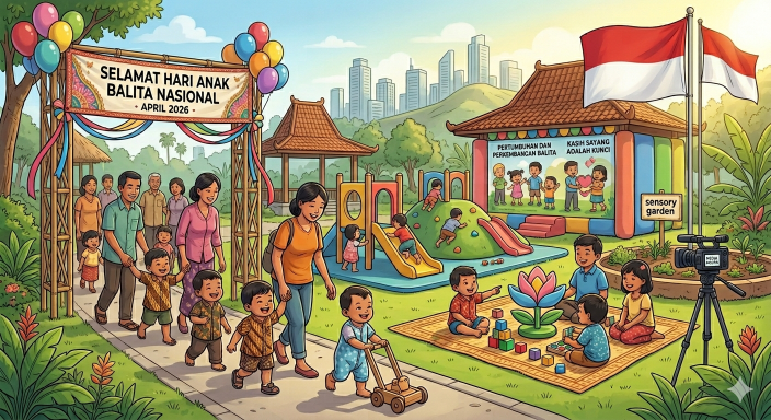 Peringatan 7 April - Hari Anak Balita Nasional. (BeritaNasional/Gemini AI-Kiswondari)