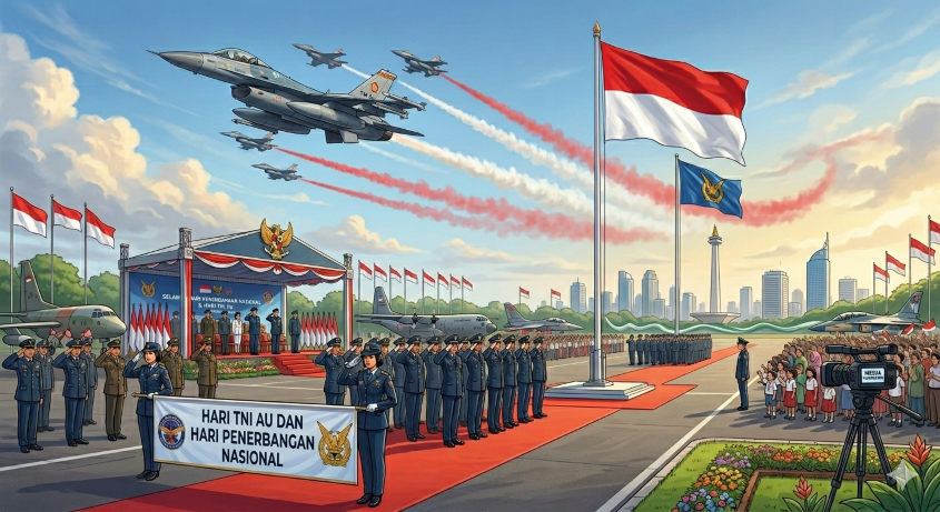 Peringatan 9 April - Hari TNI AU dan Hari Penerbangan Nasional. (BeritaNasional/Gemini AI-Kiswondari)