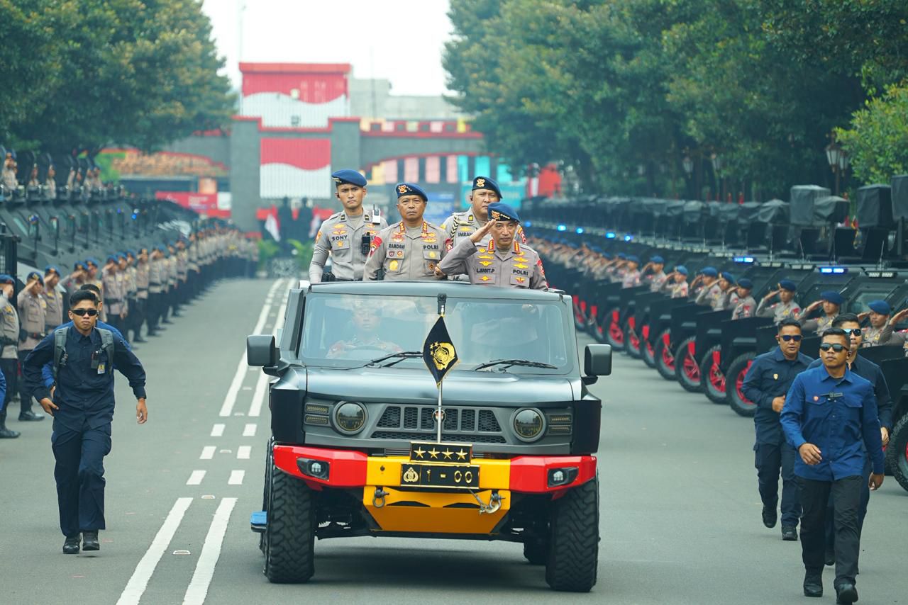 Rapat kerja teknis (rakernis) Korps Brimob Polri dihadiri 7.000 anggota Brimob di Lapangan Mako Brimob Polri. (Foto/Humas Polri)