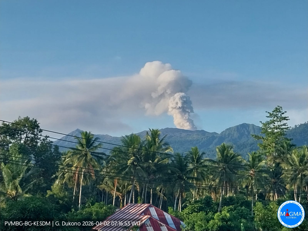 Gunung Dukono, Halmahera Utara, Maluku Utara. (BeritaNasional/Magma ESDM)