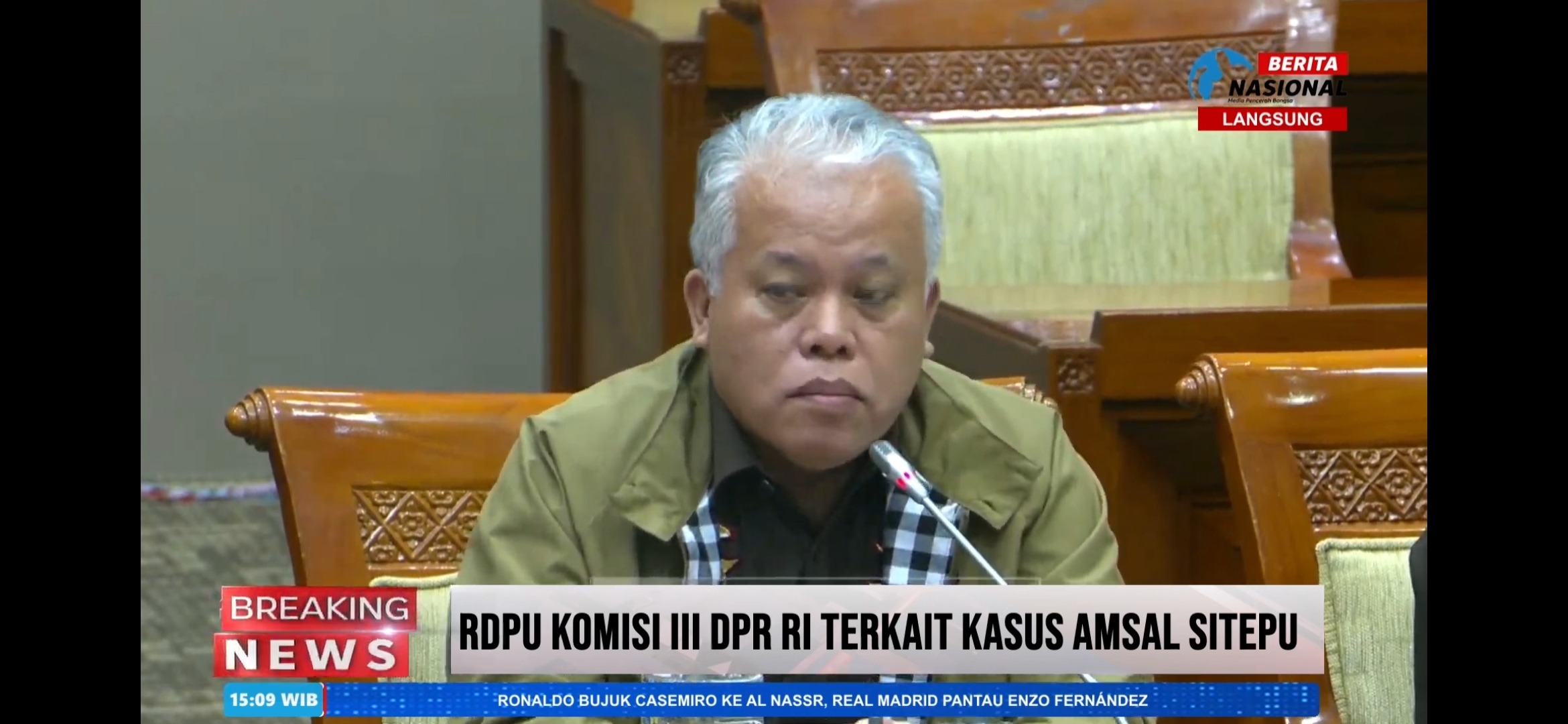 Kajati Sumatera Utara Harli Siregar di Komisi III DPR, Kompleks Parlemen Senayan, Jakarta, Kamis (2/4/2026). (BeritaNasional/BeritaNasional TV)
